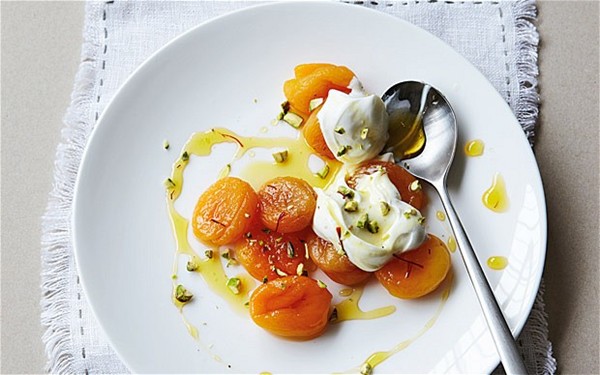 apricot compote with saffron honey