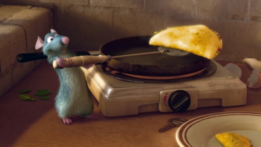 Ratatouille making an omelet