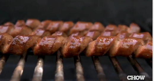Spiral cut hot dog