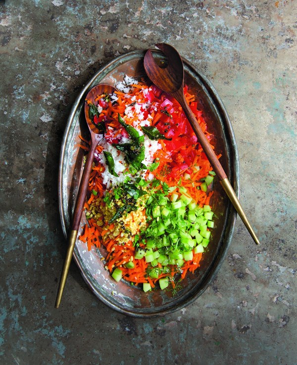 shredded carrot and lentil salad