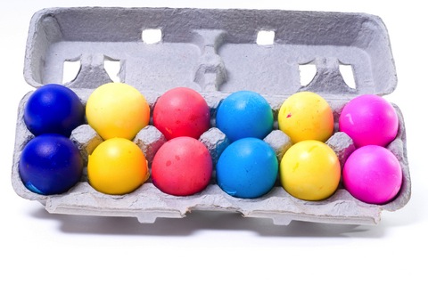 Dozen colorful eggs