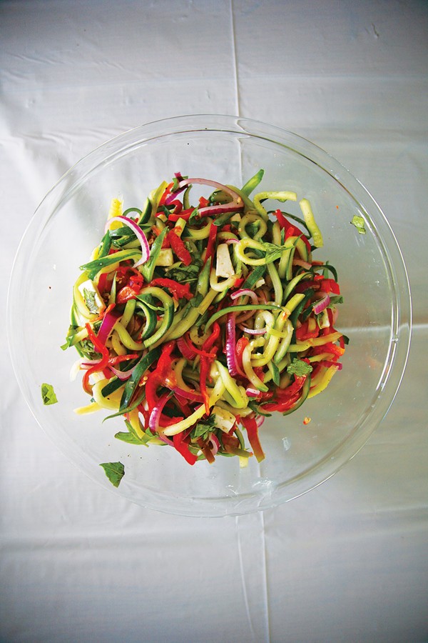Cucumber pepper slaw