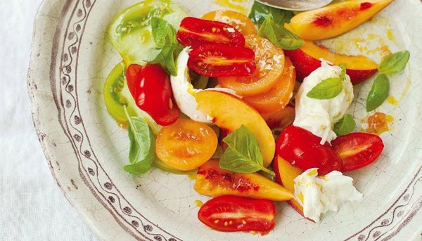 nectarine tomato and basil salad