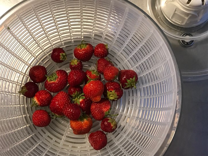 berries in a salad spinner