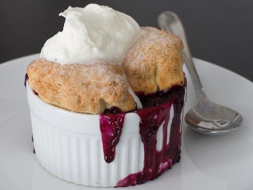 Blueberry cream cobbler