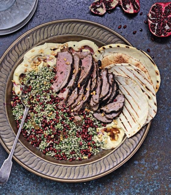 Lamb shawarma with burnt pittas