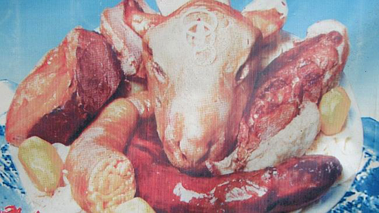 Sheep's head and sausage