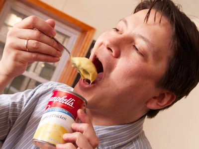 Kenji eating soup