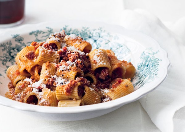 Rigatoni with spicy calabrese style pork ragu