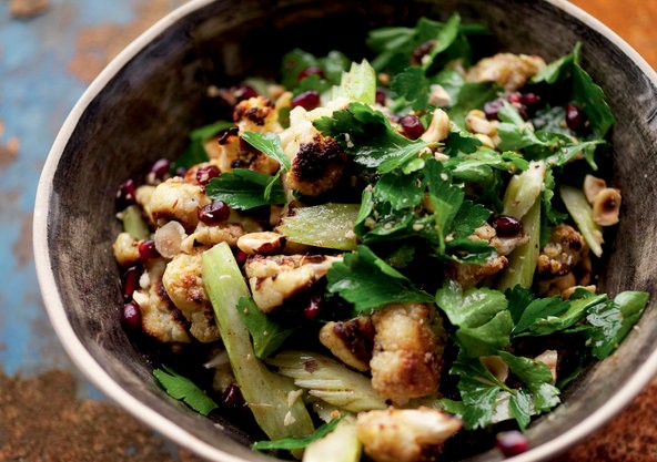 Roasted cauliflower and hazelnut salad