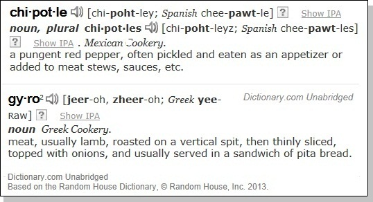 Dictionary entries